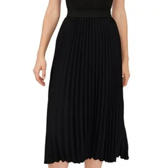 Vera Wang Black Pleated Midi Skirt - Picture 1 of 7